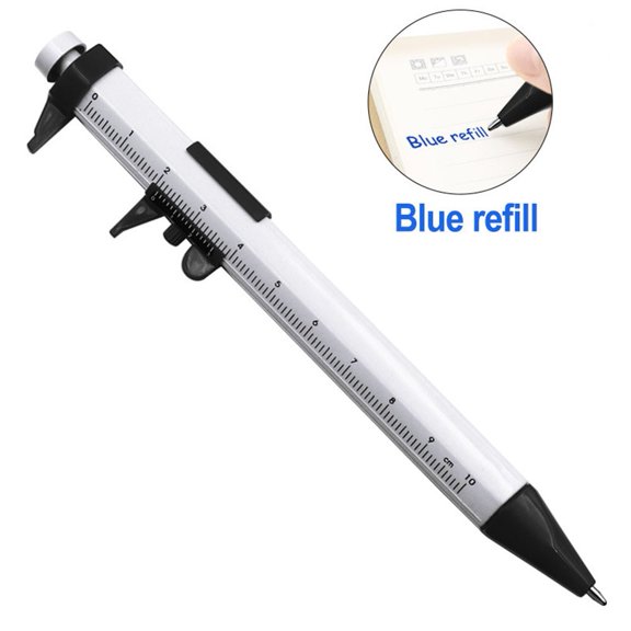 Homena Blue Multifunction Pen Ballpoint Pen Portable Size 2 In 1 Function Engraved Graduations Easy To Carry Office Use