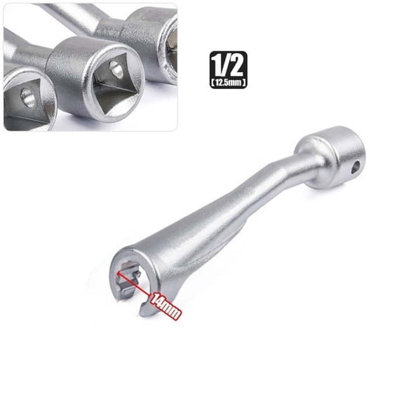 Homena Diesel Injector Line Tool 12 Inch Open End Wrench for 1/2 Drive with 14mm 17mm and 19mm Sockets for Fuel Injector Hard Lines