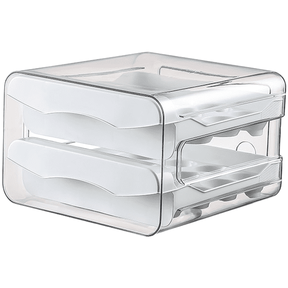 Homena Double Layer Drawer Style Egg Storage Box 32 Grids Stackable Refrigerator