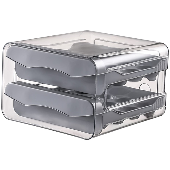 Homena Double Layer Drawer Style Egg Storage Box 32 Grids Stackable Refrigerator