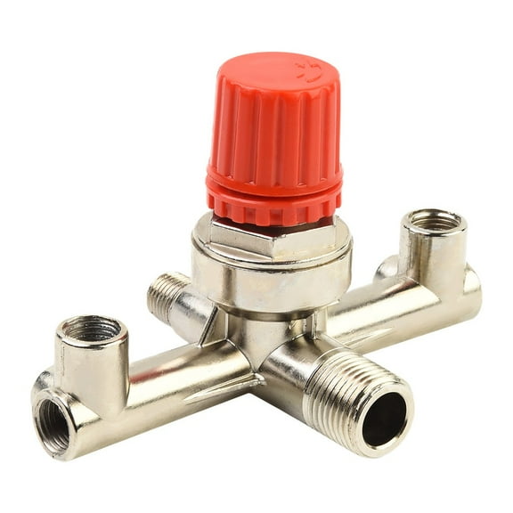Homena Double Outlet Tube Air Compressor Switch, Pressure Regulator Valve Fitting Part with Fast and Intuitive Decompression Function