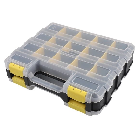 Homena Double Side Tool Storage Box with Removable Plastic Partition Screws Nuts Parts
