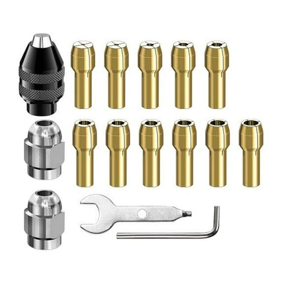 Homena Drill Chuck Collet Set Brass Collet Nut Kit 0.8-3.2mm Drill Bit Collet M8 Replacement Drill Keyless Bit Power Tool Accessory 