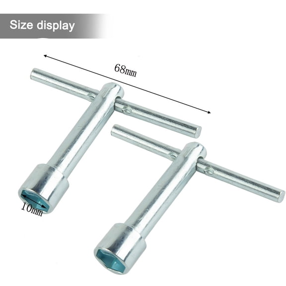 Homena Durable Socket Wrench Hand Tool 10mm T-Handle 2PCS 68mm Deep Nut Hand Tool Hex Socket Wrench Metal Size 10mm/0.4"