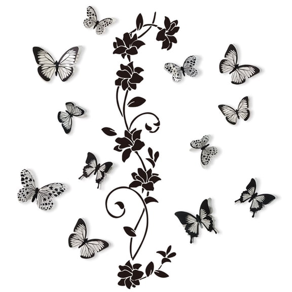 Homena Easy DIY Application with Black Vine Wall Sticker Removable Vinyl Decal