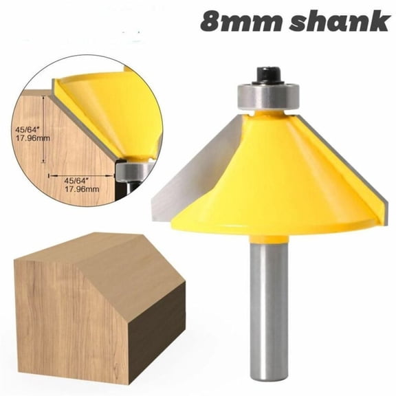Homena End Mill Edging Router Bits Cutting Tools 45 Degree 8mm Shank Carbide Tipped Chamfer & Bevel Universal Durable
