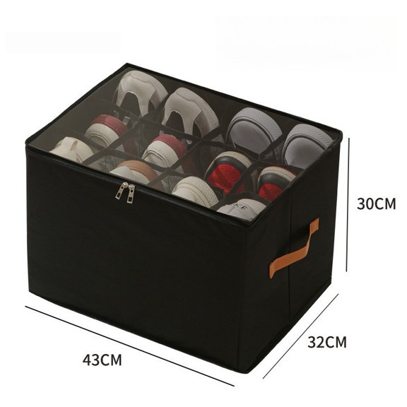 Homena Foldable Shoe Storage Box with Lid and Compartments Portable Closet Organizer