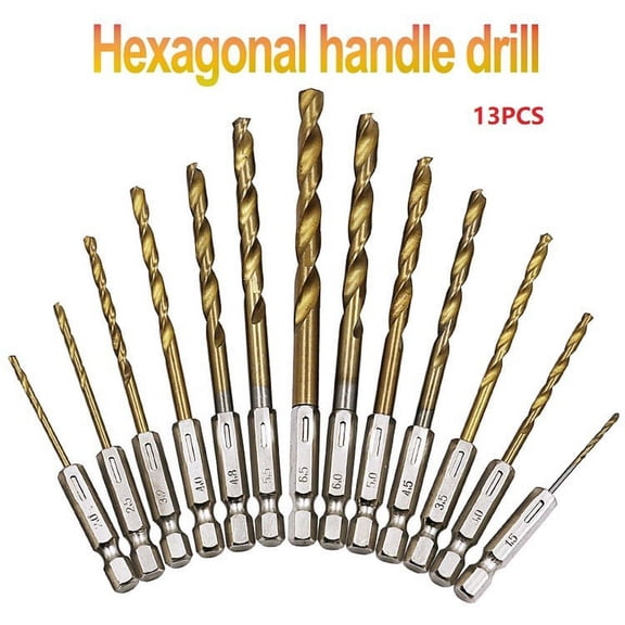 Homena HSS Coated Drill Bits Set of 13 Pieces Designed to Last Longer with Quick Change Features Compatible with Multiple Tools