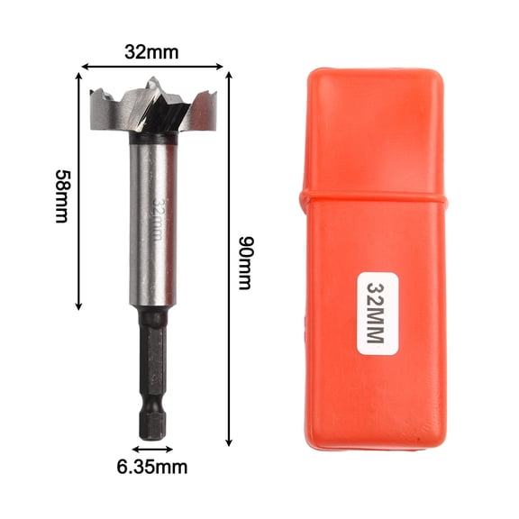Homena Hinge Hole Opener 26mm-32mm Drill Bit Woodworking Tool Cabinet Hinge Boring Drill Bit Round Shank Tipped Drilling Tool