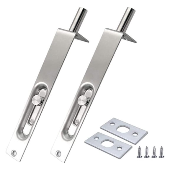 Homena Home Improvement Door Flush Bolt Garden Room 2set Easy To Install Reliable Silver Stainless Steel Wear Resisting
