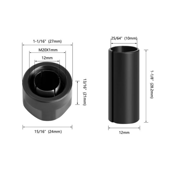 Homena Hot Collet Chuck Adapter Power Tools Wood Router Woodworking Tool 12*6.35mm 12*6mm 12*10mm Carbon Steel Collet