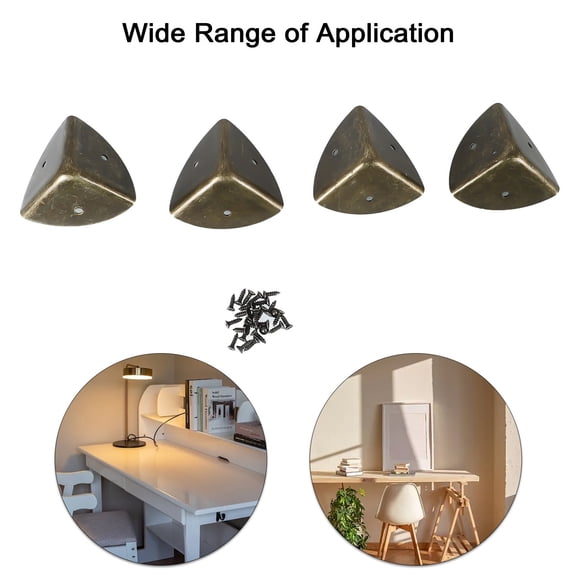 Homena House With Screws Corner Protectors 4pcs 40mm Bronze Case Metal Corner Angle Brace Protectors for Box Chest Trunk