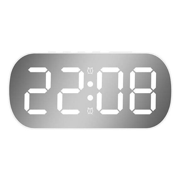 Homena LED Mirror Digital-Alarm Clock Adjustable Brightness For Bedroom Office Desktop