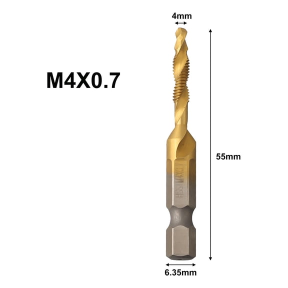 Homena M3-M10 Plated Hex Shank HSS Screw Thread Metric Tap Drill Compound Tap Screw Machine Compound Tap For Metal Steel Wood