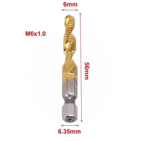Homena M3-M10 Plated Hex Shank HSS Screw Thread Metric Tap Drill Compound Tap Screw Machine Compound Tap For Metal Steel Wood