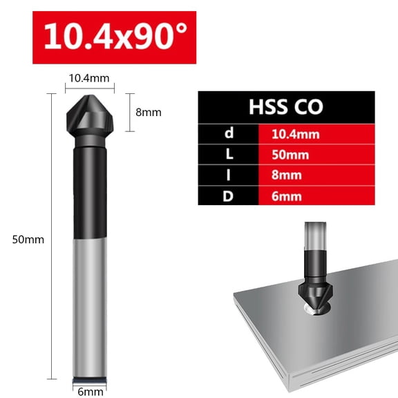 Homena M35 3 Flute Chamfer Drill Bit 90 Degree Chamfering Cutter End Mill Tool Cobalt TiAlN Coated Countersink Drill Bit Power Tools