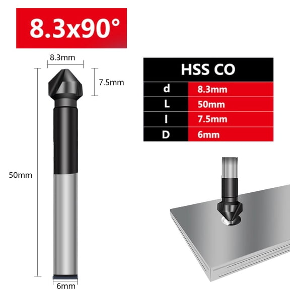 Homena M35 3 Flute Chamfer Drill Bit 90 Degree Chamfering Cutter End Mill Tool Cobalt TiAlN Coated Countersink Drill Bit Power Tools