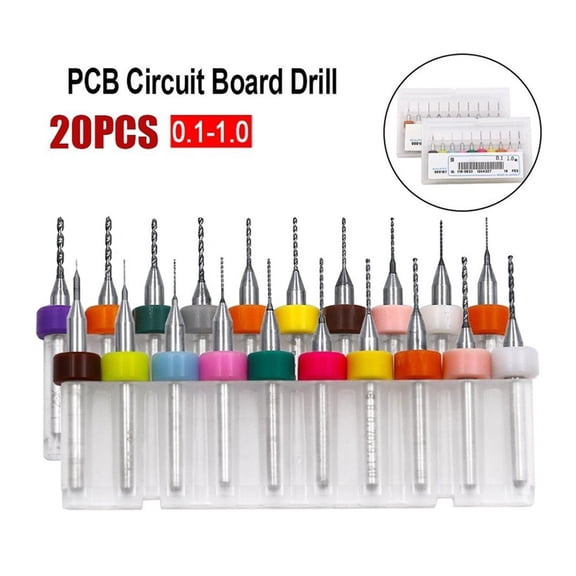Homena Multi functional PCB Drill Bits Set 20PCS Mini Board Print Drills Suitable for SMT CNC Board and Plastic Processing