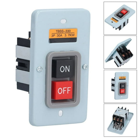 Homena NEW Push Button Switch TBSP-330 3P 3 Phase 30A 3.7KW Self Lock On/Off Power