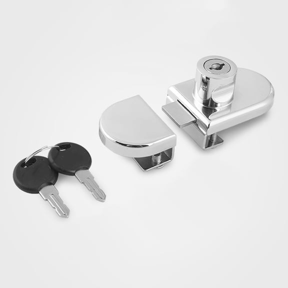 Homena Non Perforated Glass Cabinet Door Lock For 5-8mm Thick Glass Zinc Alloy Mall Display Cabinet Double Door Lock With Keys Hardware