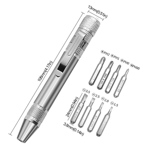 Homena Pen Screwdriver Multitool Handy Tool 8-in-1 Changeable Bits Pocket Screwdriver Precision Function For Mini Gadgets