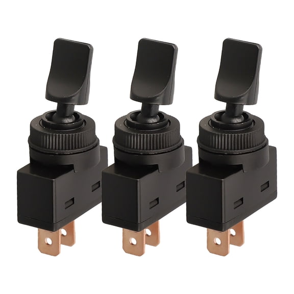 Homena Reliable 12V 20A Black Toggle Switches for Cars 3pcs Flat Handle Design