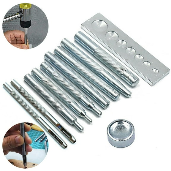 Homena Rivet Setter Hole Punch Set 11pcs Set 2.5mm 201 45# Steel 633 7 In 1 Setter Base 831 Punch Hand Tool Leather Tool