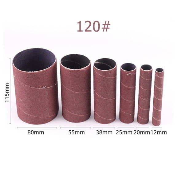 Homena Sanding Drum Sleeves Kit for Various Metals Plastics Wood 6pcs 80/120 Grit