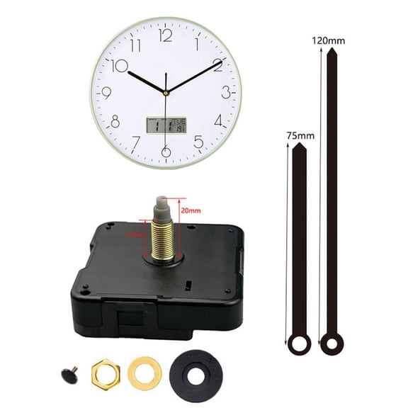 Homena Silent Wall Clock Movement with Quartz Mechanism for DIY Repair Replacement Fits Craft Wooden Metal Wall Clocks 1.5V AA Battery