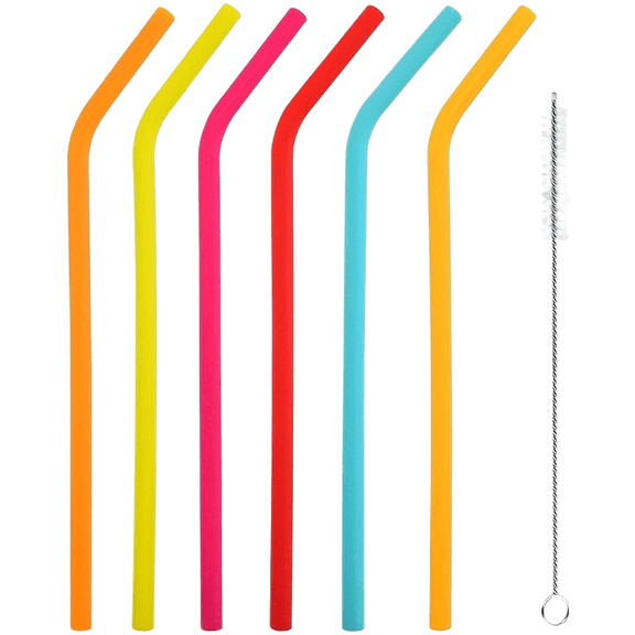 Homena Silicone Straws Set with Cleaning Brush Foldable Reusable Heat Resistant
