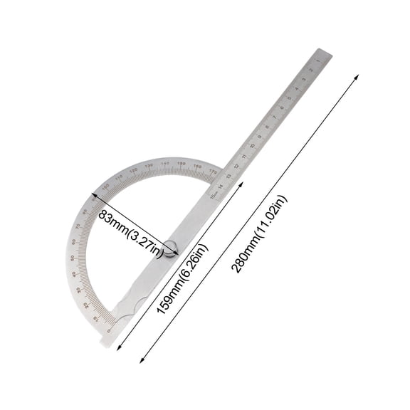 Homena Stainless Steel 180 Degree Protractor Angle Ruler Professional Measurement Tool