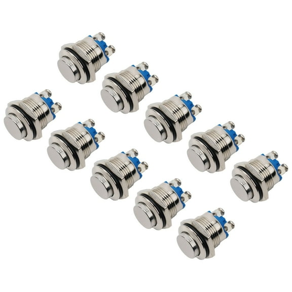 Homena Switches Button Switches Momentary Normally Open 10pcs 12V 16mm High Round Metal On Off Push Button Screw Terminal Waterproof