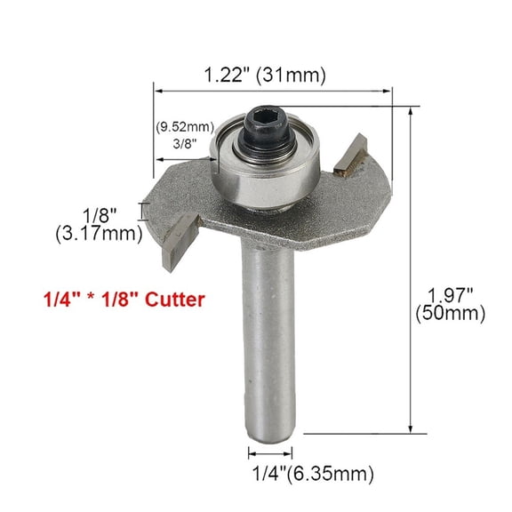Homena T Slot Router Bit 6.35MM 1/4" Shank Milling Cutter "T" Type Biscuit Joint Slot Cutter Jointing/Slotting Router Bit Cutter