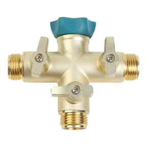 Homena Three-Way Water Divider: Heavy-Duty Brass Alloy Garden Hose Distributor With Easy-Grip Handle And Control Valve