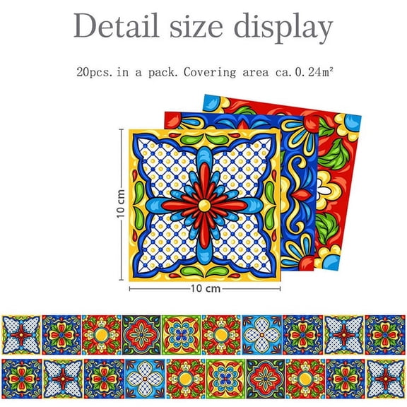 Homena Traditional Tile Transfers Stickers Wall Vintage Victorian Moroccan Retro Mosaic