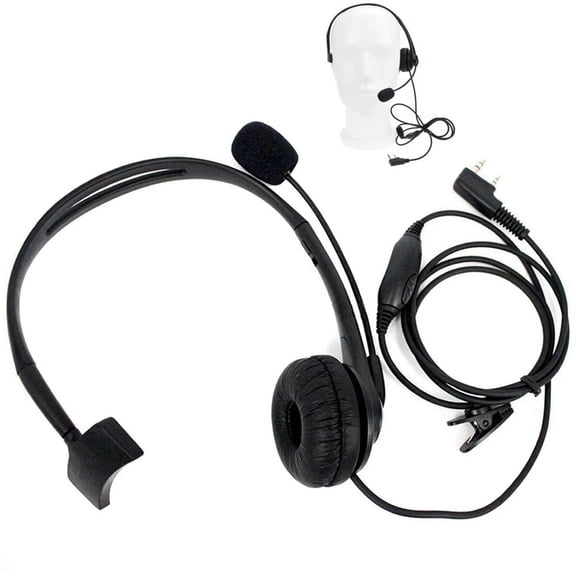 Homena Two Way Radio 2 Pin Microphone Headset with PTT for Baofeng For KENWOOD Radios
