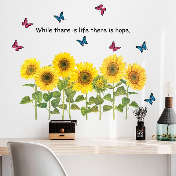 Homena UK-Removable Sunflower Wall Sticker Kitchen Waterproof Decals Home-Decor PVC DIY
