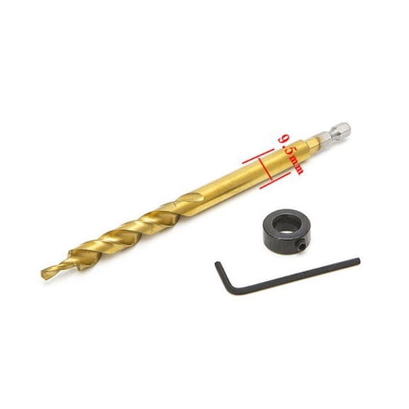 Homena Woodworking Drill Bits Precision Drilling Hex Pocket Hole 3/8inch Step Drill Bit Stop Collar Set for Woodworking