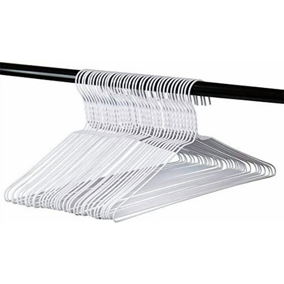 Homeneeds Metal 100 White Wire Hangers 18" Standard White Clothes Hangers (100, White)