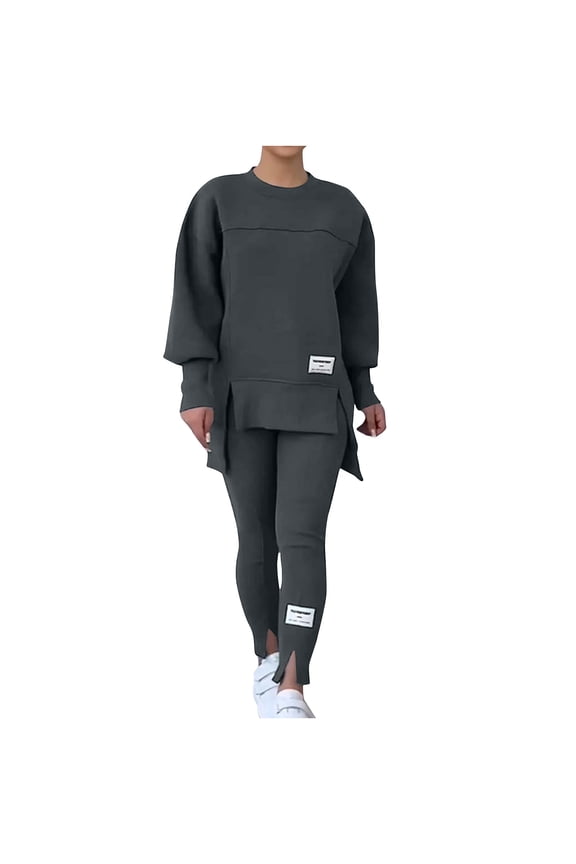 2-Piece Lounge Set Women Sweat Suit Hoodie and Leggings Casual and Comfortable Sweatshirt 2 Piece Suit Gray M
