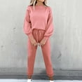 thumbnail image 1 of Homenesgenics 2-Piece Lounge Set Women's Solid Color Round-Neck Long Sleeve Elastic Waist Pockets Long Pants Sets Pink XXL, 1 of 6
