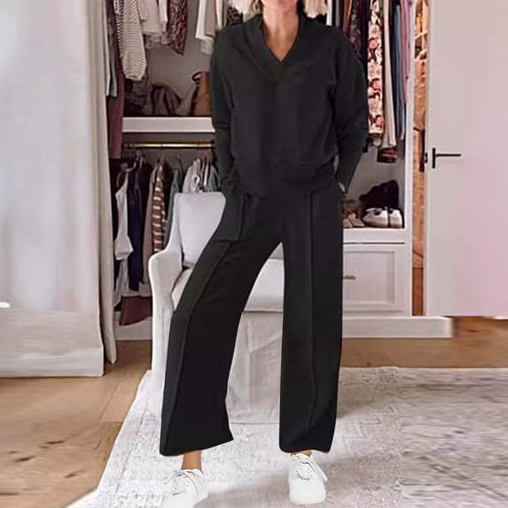 Homenesgenics 2-Piece Lounge Set Women's Solid Color Thread Speed Dry Seamless Zipper Elastic Yoga Suit Exercise Fitness Jumpsuit Black S