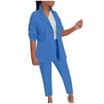 thumbnail image 1 of Homenesgenics 2 Piece Outfit for Women Plus Size Women Temperament Solid Shirt Collar Long Sleeved Pocket Less Top Extended Pants Set Blue XL, 1 of 5