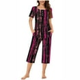thumbnail image 1 of Homenesgenics 2 Piece Outfit for Women Plus Size Women's Short Sleeve Sleepshirt and Pants Sets Loungewear Pajamas with Pockets Pink XXL, 1 of 6