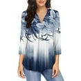 thumbnail image 1 of Homenesgenics 3/4 Sleeve T Shirts for Women Plus Size Fall Woman V Neck Three Quarter 3/4Sleeve T Shirt Printing Blouse Tops Sweatshirt, 1 of 5