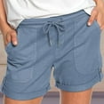 thumbnail image 1 of Homenesgenics Athletic Shorts for Women Plus Size Womens Comfy Drawstring Solid Color Casual Elastic Waist Pocket Shorts Pants, 1 of 5