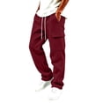 thumbnail image 1 of Homenesgenics Big and Tall Cargo Pants Men 2026 Casual Pockets Elastic Waist Sweatpants Work Trousers Wine XXXL, 1 of 7