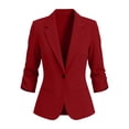 thumbnail image 1 of Homenesgenics Blazers for Women Plus Size Solid-Color 3/4-Sleeve Lapel Button-Up Pocket Business Casual Blazer Red XXL, 1 of 4