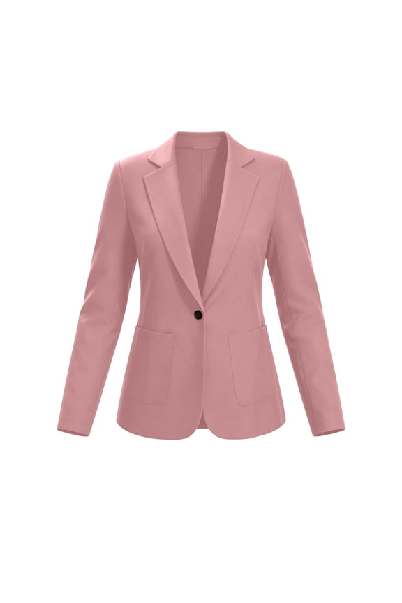 Blazers for Women Plus Size Solid-Color Long-Sleeve Collared Button-Pocket Business Casual Blazer Pink L