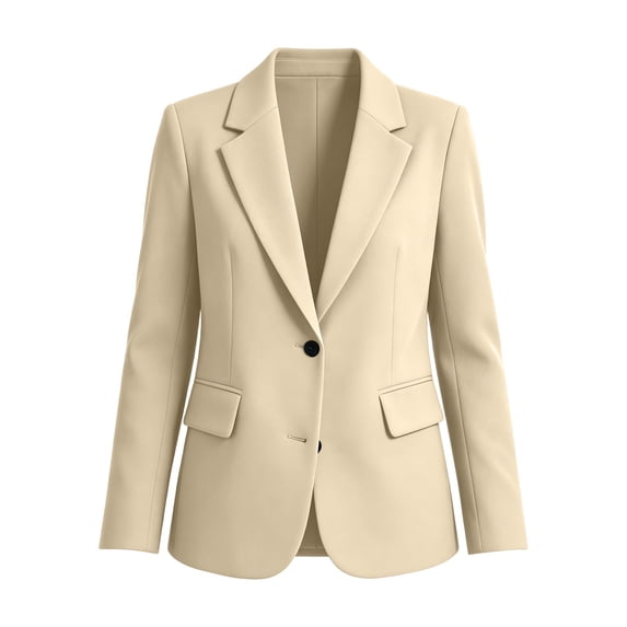 Homenesgenics Blazers for Women Plus Size Solid-Color Long-Sleeve Lapel Button-Pocket Business Casual Blazer Brown L